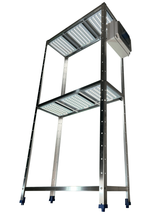 Estantería de laboratorio SpecLED con iluminación LED independiente por nivel y control HMI integrado multicanal